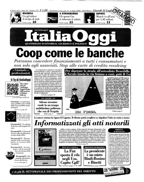 Italia oggi : quotidiano di economia finanza e politica